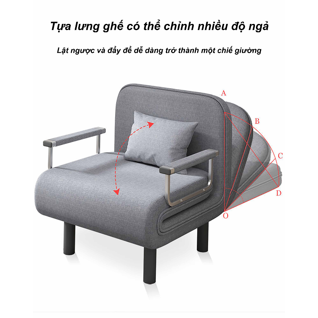 Ghế Sofa Giường Gấp Gọn Đệm Êm Cao Cấp Đa Năng, Ghế Sofa Phòng Khách, Ghế Sofa Đơn Tải Trọng 120kg | BigBuy360 - bigbuy360.vn