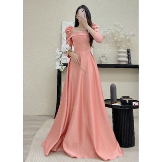 Váy Cưới Đi Bàn Cổ Vuông Tay Bồng, có may theo theo số đo