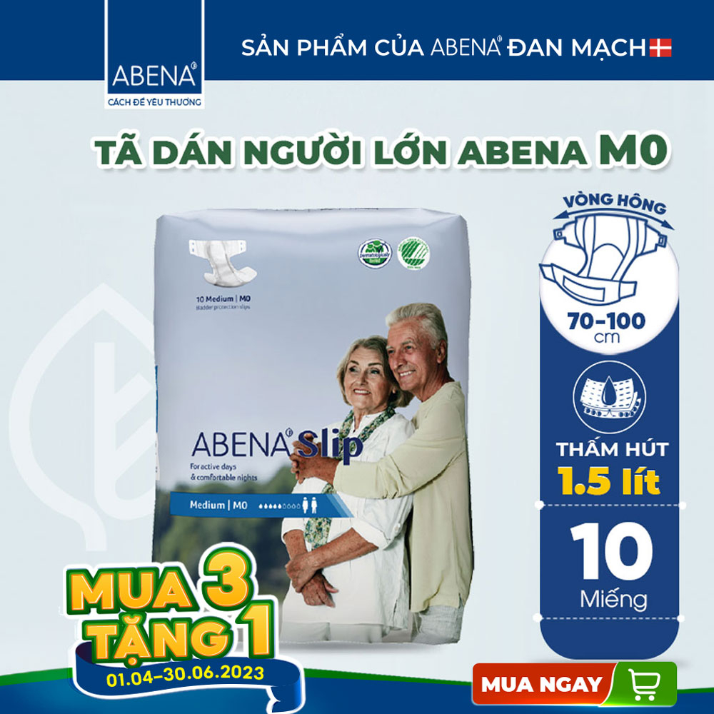 Tã dán người lớn, người già Abena Slip M0 - Nhập khẩu Đan Mạch (Gói 10 miếng)