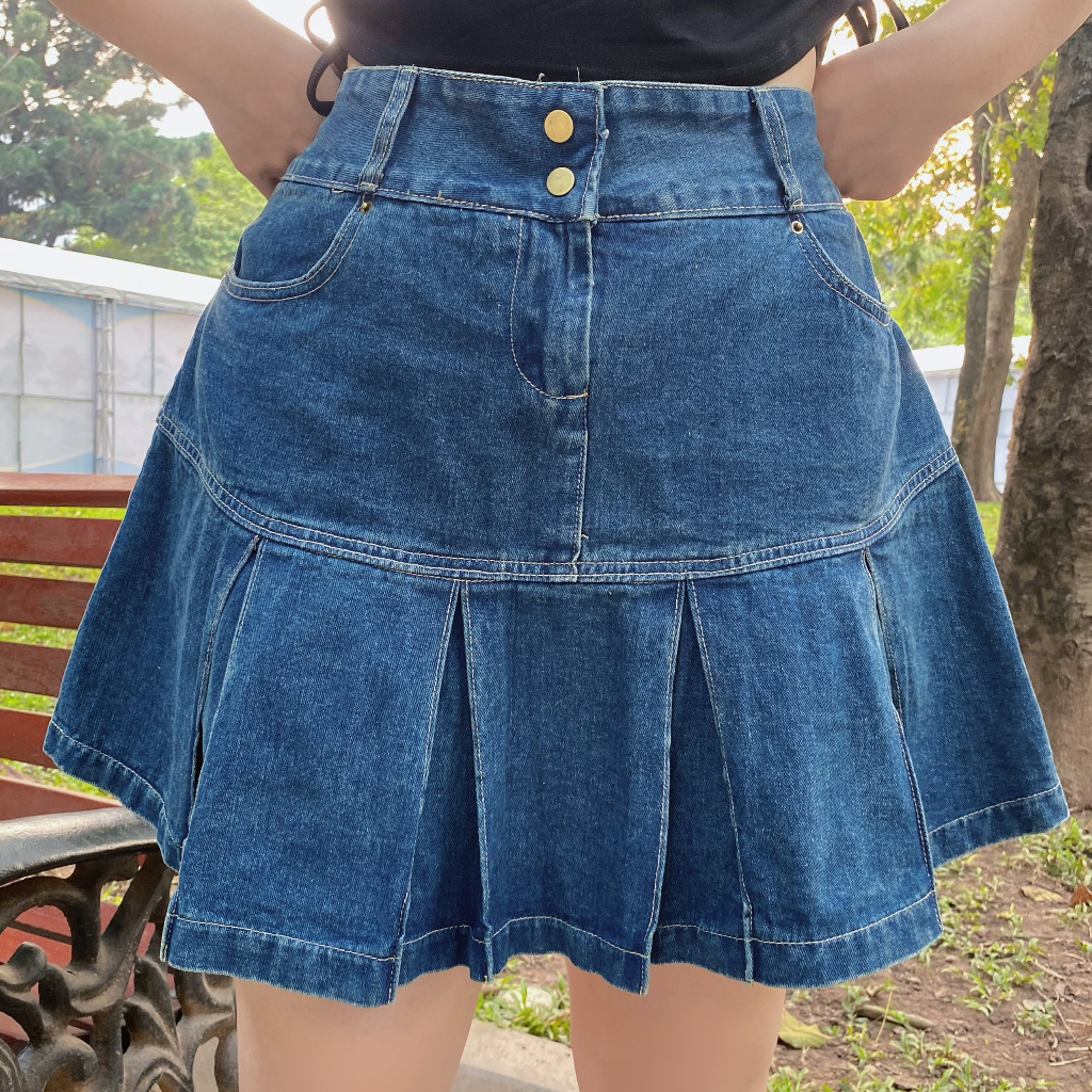 Chân váy BIGSIZE jean ngắn xếp ly M60130 55-95KG