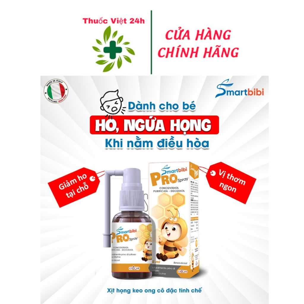 Smartbibi Pro Spray - Hỗ Trợ Tăng Cường Sức Khỏe Đường Hô Hấp Trên - Hộp 15ml - ThuocViet24h