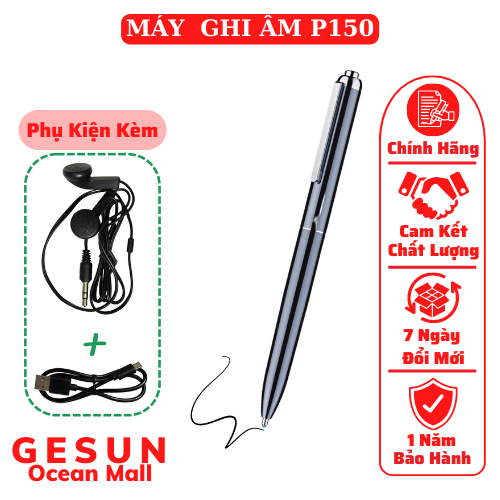 Máy ghi âm mini P150 siêu lọc âm cao cấp .Máy ghi âm bộ nhớ trong 32GB, sử dụng liên tục 16-20h .Bảo Hành 24 Tháng.