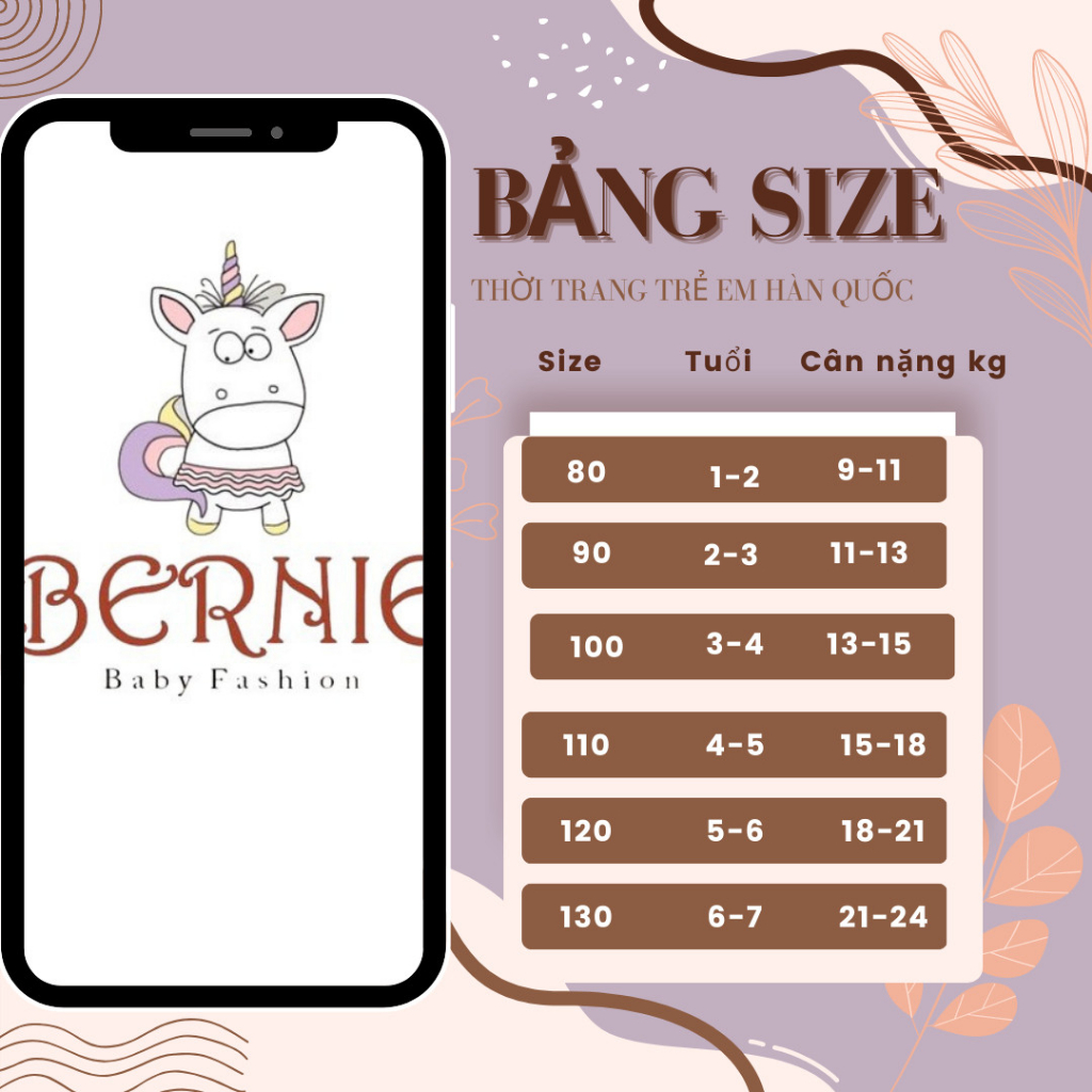 Set bộ đi chơi bé gái BERNIE hoa nhí áo phồng màu vàng hồng be đỏ bé đi chơi đi biển bé 9 đến 24kg