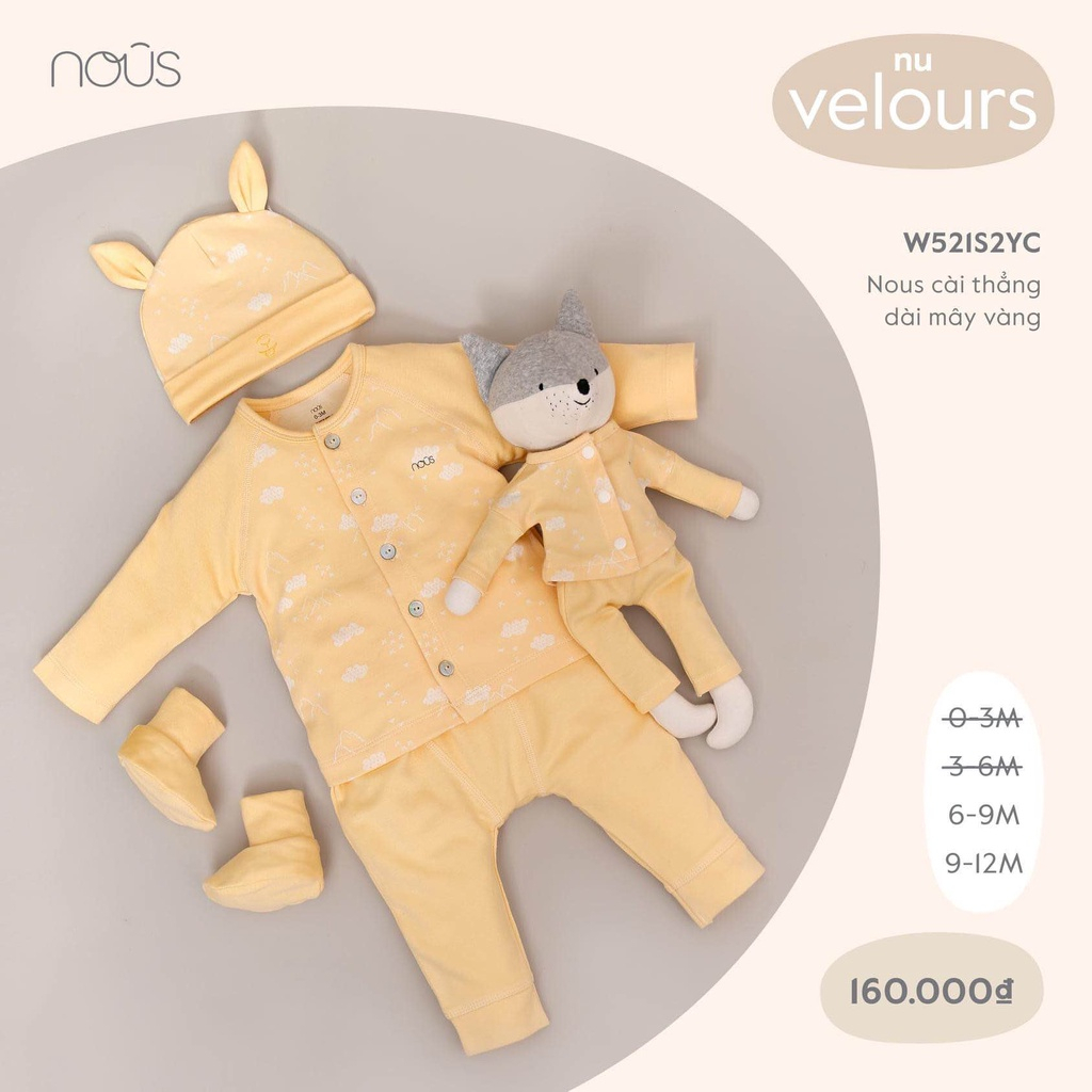 Bộ cài thẳng Nous Velours thu đông, size 0-3m, 3-6m