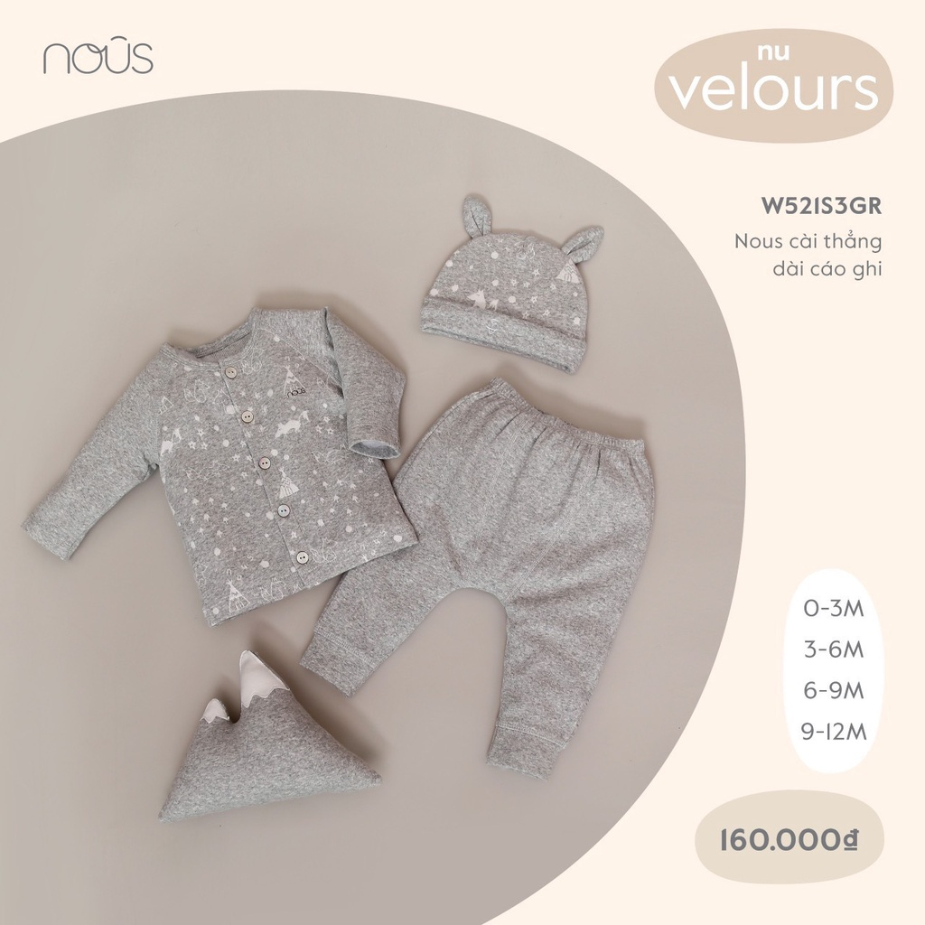 Bộ cài thẳng Nous Velours thu đông, size 0-3m, 3-6m