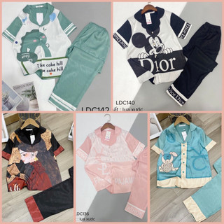 [Có size XL] Bộ Pijama Lụa Dài Cộc - Bộ Mặc Nhà Cao Cấp Chất Vải mềm Mịn Thoải Mái