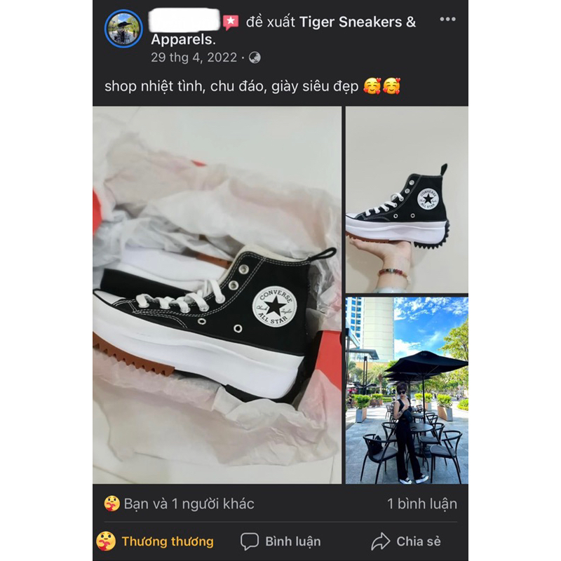 Tiger Sneakers - Giày Converse Run Star Hike Black chính hãng | 166800C