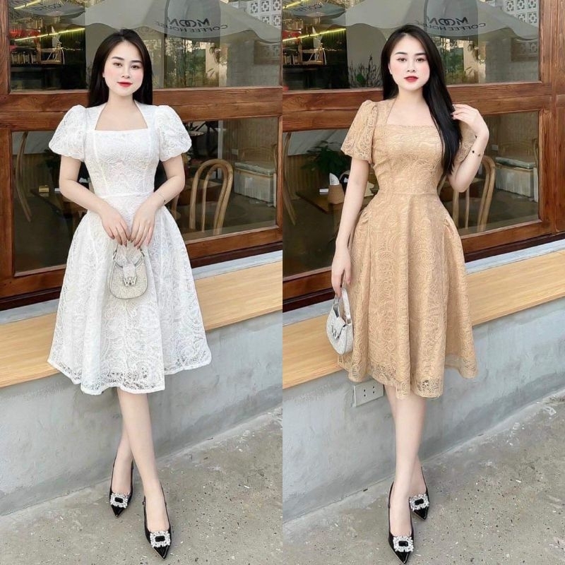 Đầm ren tiểu thư tay bồng 180k