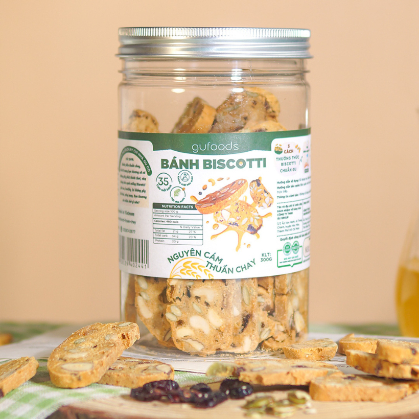 Bánh Biscotti ăn kiêng GUfoods - Lành mạnh, Bổ dưỡng, Phù hợp eat clean (15g/100g/250g/300g) - Bánh kẹo Tết - Quà Tết