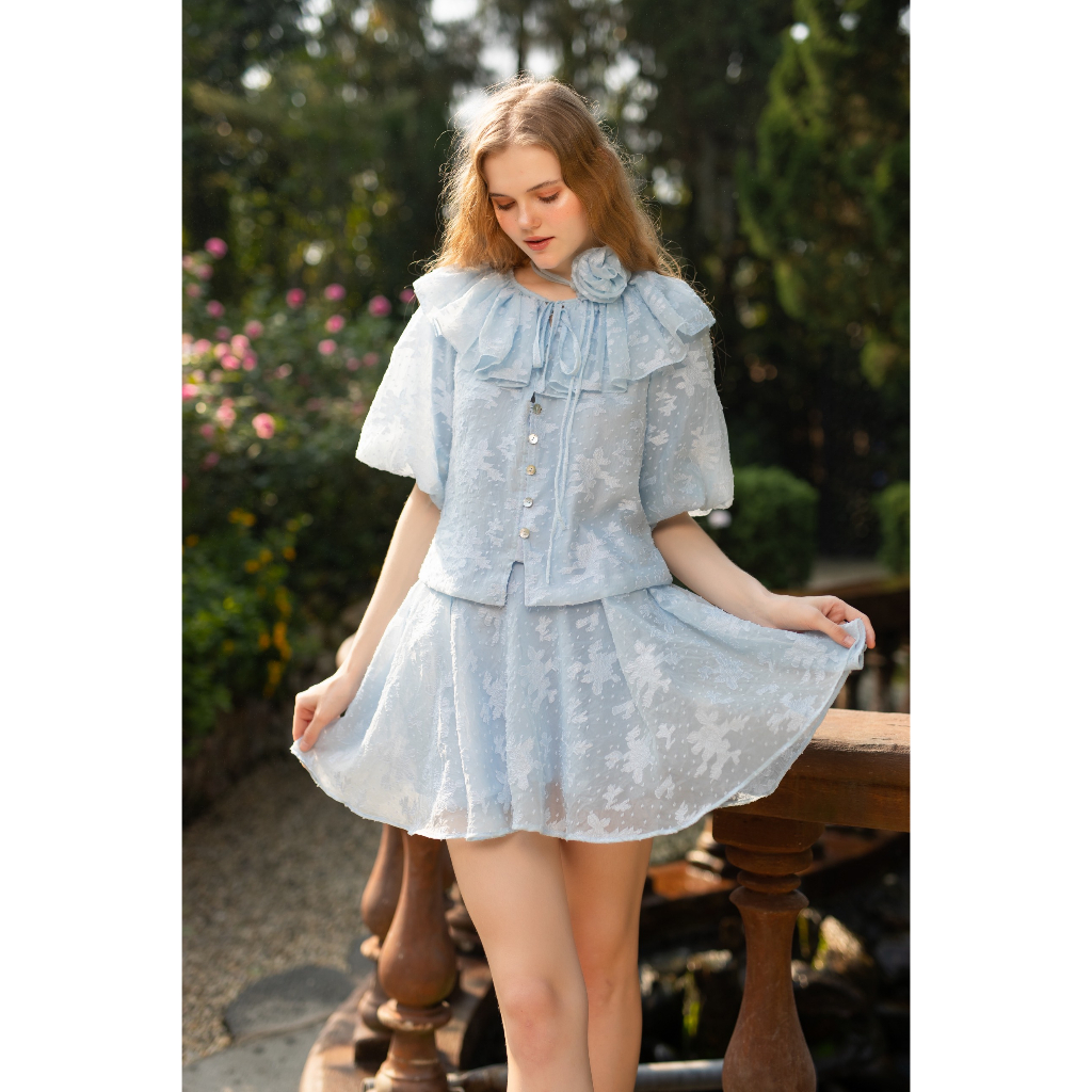 Blue flower shirt + skirt