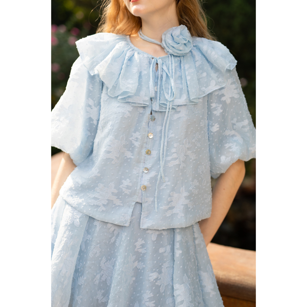 Blue flower shirt + skirt