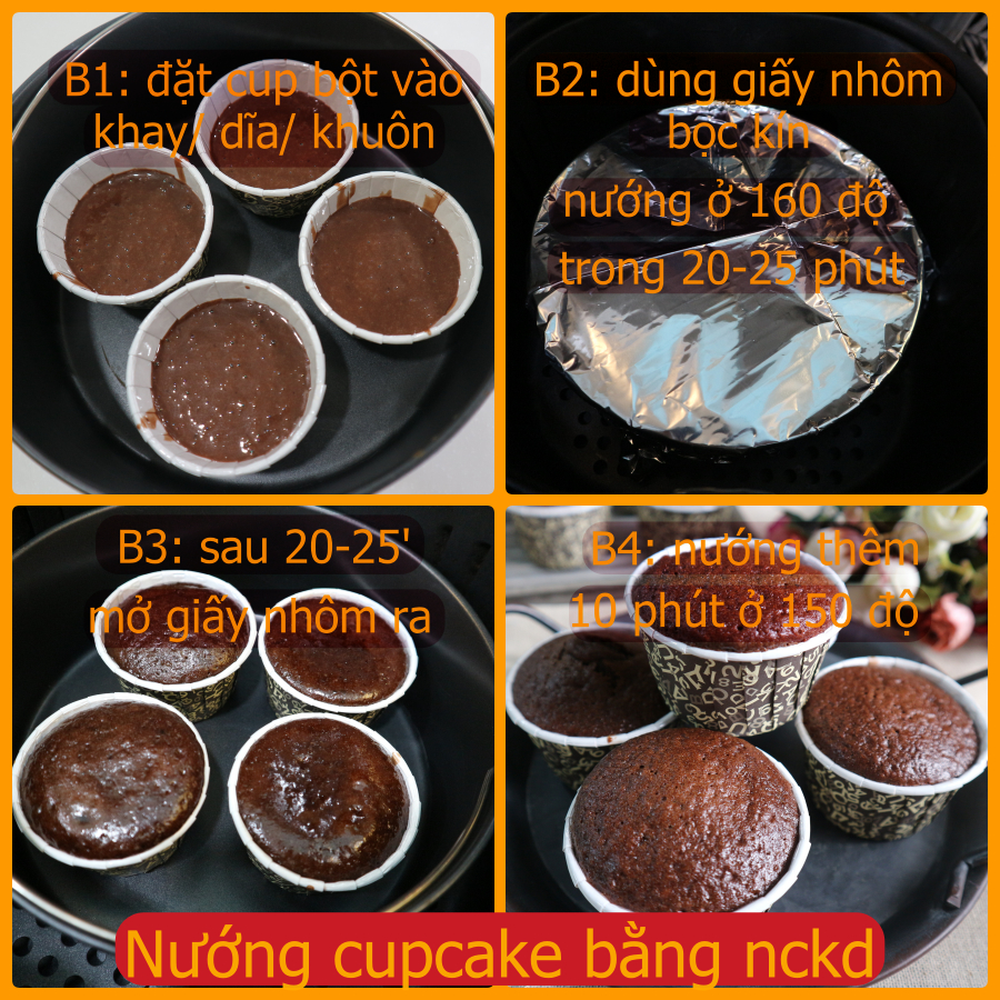 Combo Bánh Chocolate Cupcake - Cupcake sô cô la - Set bột trộn sẵn, nguyên liệu và vật dụng làm bánh