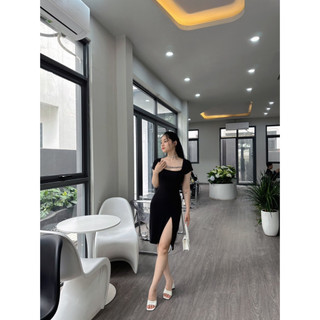 Váy body cổ vuông phối dây đá thiết kế độc quyền TR Design 1008