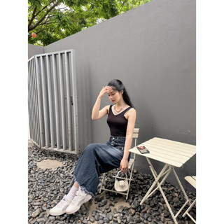 Áo ba lỗ nữ basic , áo croptop sát nách phối trắng TR Design 1010