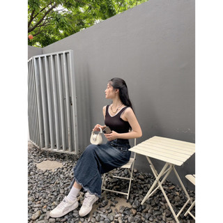 Áo ba lỗ nữ basic , áo croptop sát nách phối trắng TR Design 1010