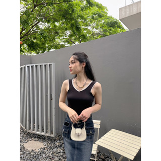 Áo ba lỗ nữ basic , áo croptop sát nách phối trắng TR Design 1010