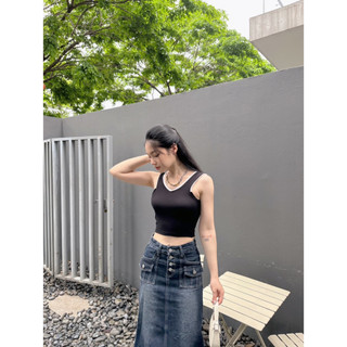 Áo ba lỗ nữ basic , áo croptop sát nách phối trắng TR Design 1010