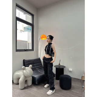 Áo ba lỗ, áo croptop nữ thiết kế cài cúc phối sọc trắng cá tính TR Design 1011