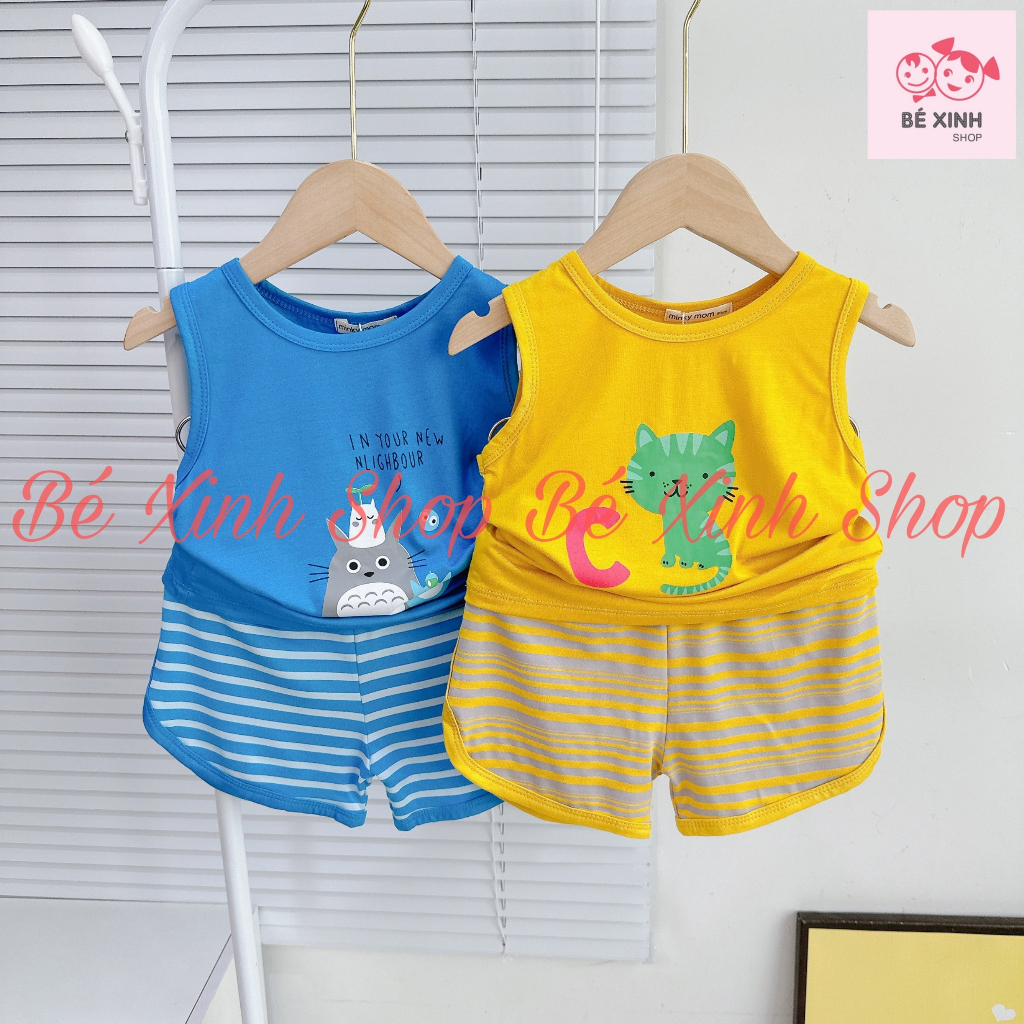 Bộ Đồ 3 Lỗ  Mùa Hè Cho Bé Trai Bé Gái Minky Mom  Bộ Quần Áo Ba Lỗ Sát Nách Cho Bé Trai Gái 3 LỖ PHỐI SỌC