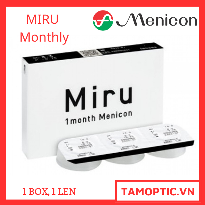 Kính áp tròng không màu 1 tháng Menicon MIRU 1 MONTH silicon hydrogel