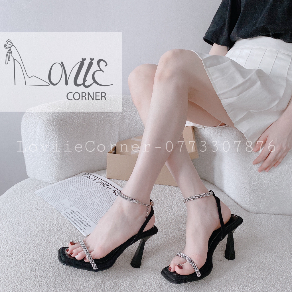 GIÀY CAO GÓT LOVIIECORNER - SANDAL NỮ QUAI NGANG MẢNH ĐÍNH ĐÁ PHONG CÁCH THỜI TRANG HIỆN ĐẠI G230421