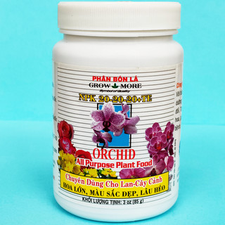 Phân bón lá NPK 20-20-20 +TE chuyên dùng cho lan- cây cảnh HOA LỚN, MÀU SẮC ĐẸP, LÂU HÉO lọ 85g