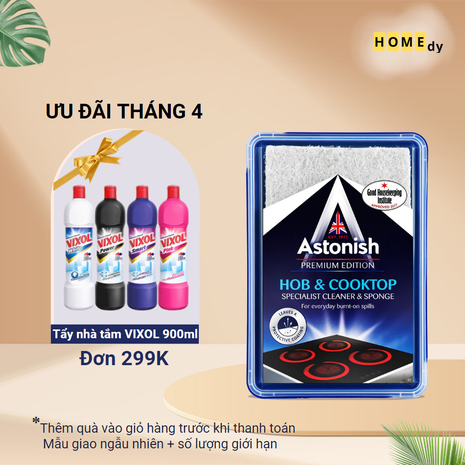 Vệ sinh bếp từ Astonish tẩy sạch các vết bẩn bám két lâu ngày trên bề mặt bếp điện từ bếp hồng ngoại halogen C8630