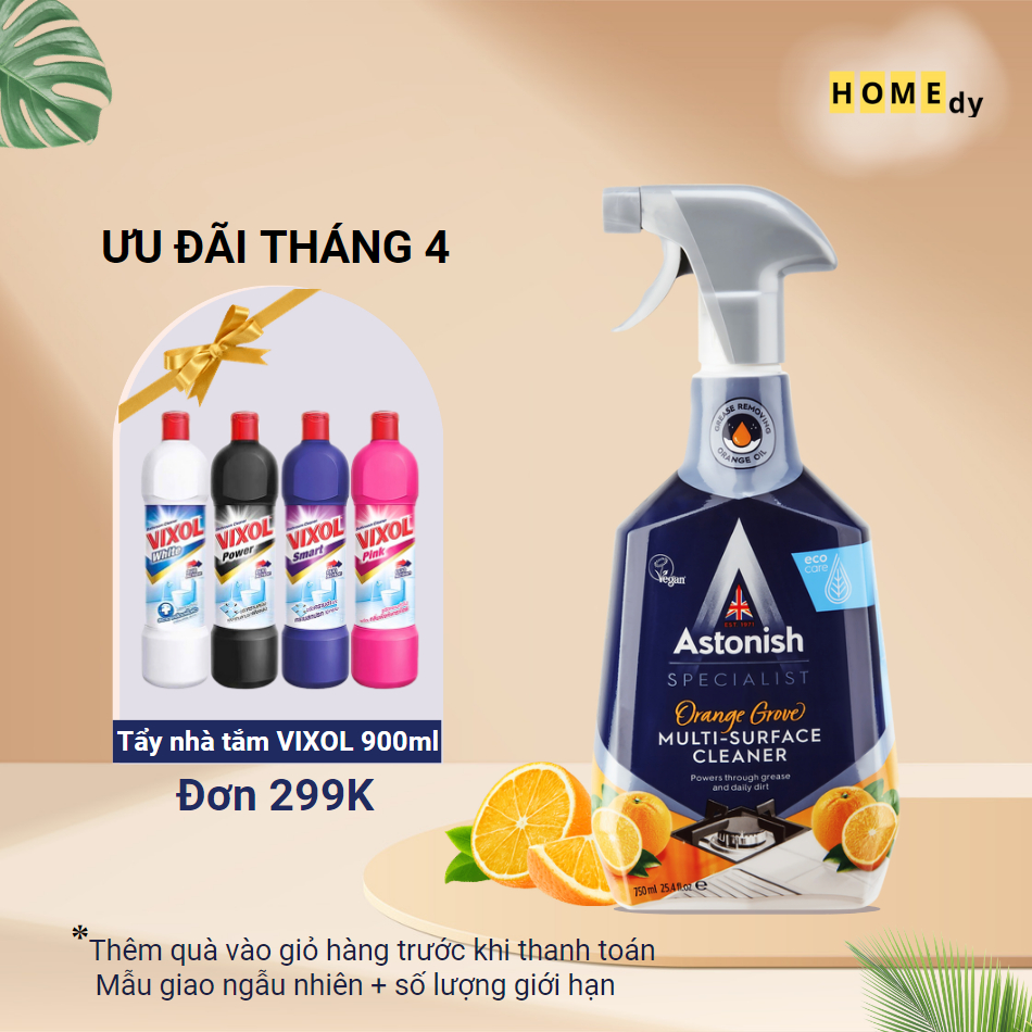 Nước lau bếp đa năng Astonish hương cam 750ml chai tẩy rửa nhà bếp lau bàn ăn tủ bếp Organic C6790