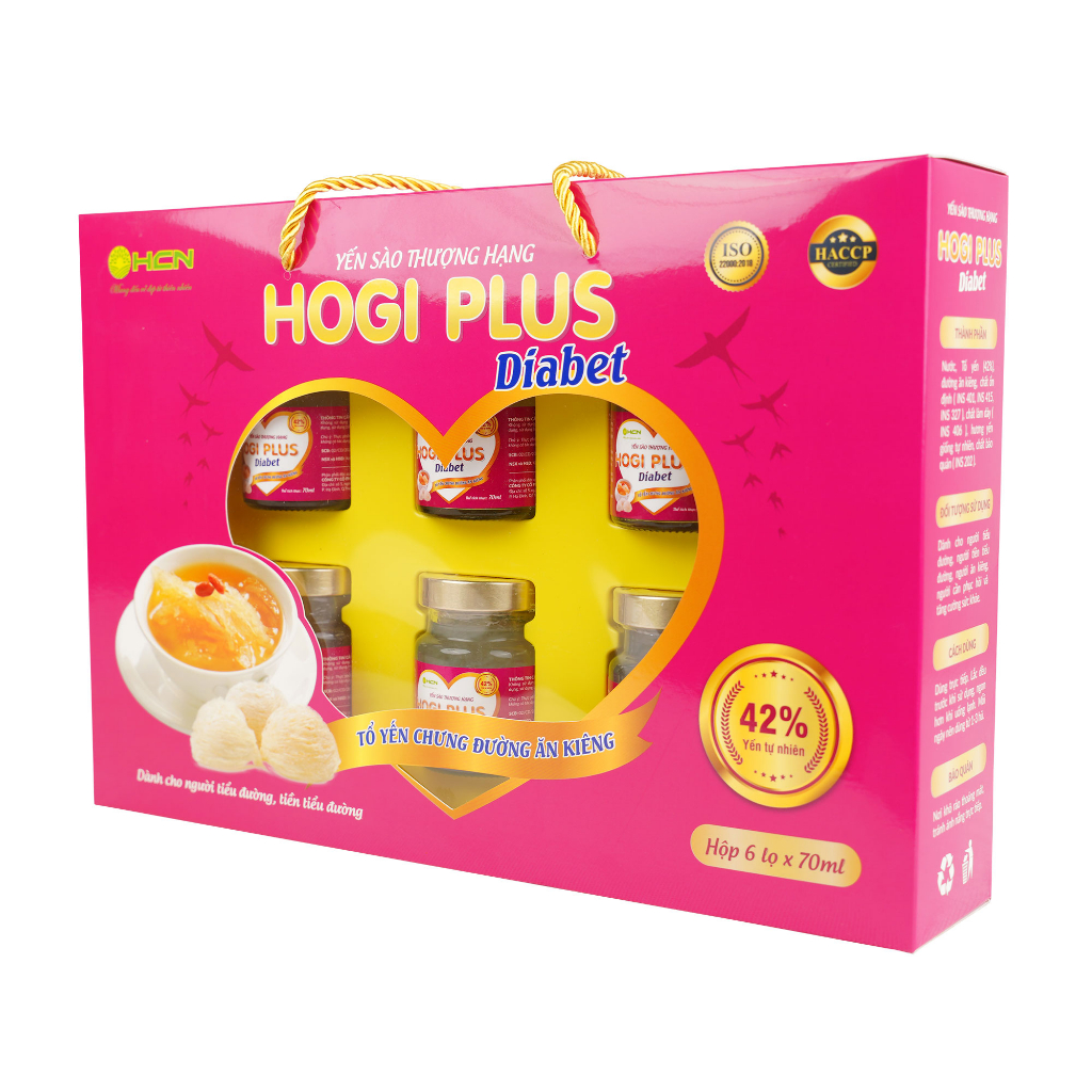 Yến Sào Thượng Hạng Hogi HCN Plus Diabet 42% Tổ Yến Bổ Sung Dưỡng Chất Dành Cho Người Ăn Kiêng Người Bị Tiểu Đường