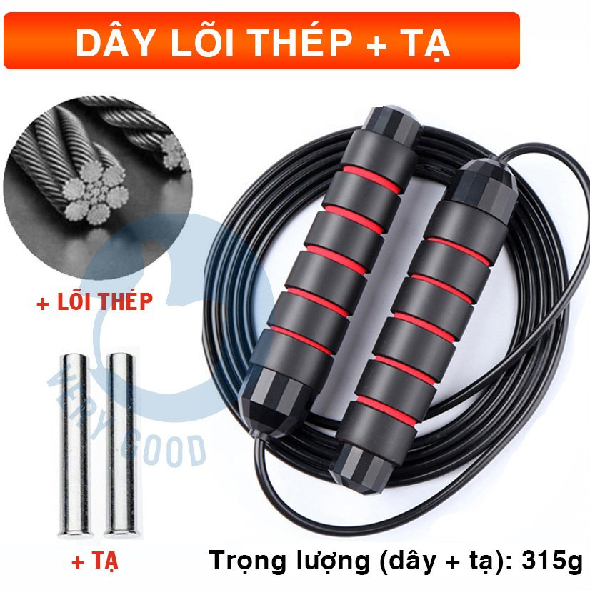 Dây Nhảy Tập Thể Dục Thể Lực Giúp Giảm Cân Đốt Mỡ Bụng Đùi Săn Chắc Lõi Thép Đàn Hồi Dài 2.9m Có Tạ