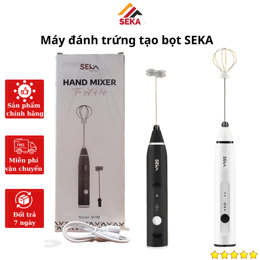 Máy tạo bọt cà phê, SEKA đánh trứng cầm tay mini không dây đa năng 3 chế độ