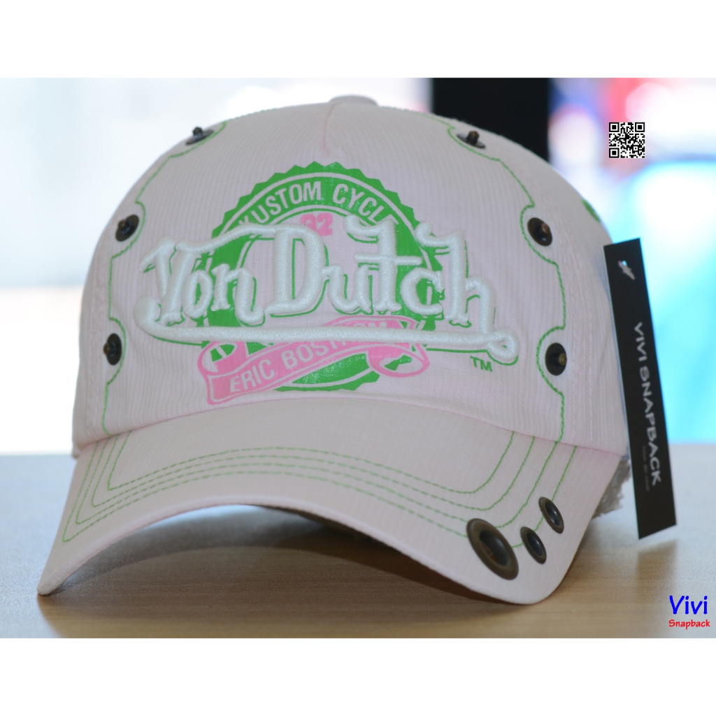 Nón second hand Vondutch Eric,nón lưỡi trai 2and khoen nút kim loại màu hồng {Hình thật}