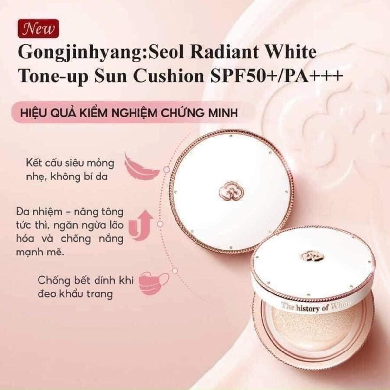 Bộ phấn nước chống nắng dưỡng trắng Whoo Radiant White Tone Up Sun Cushion