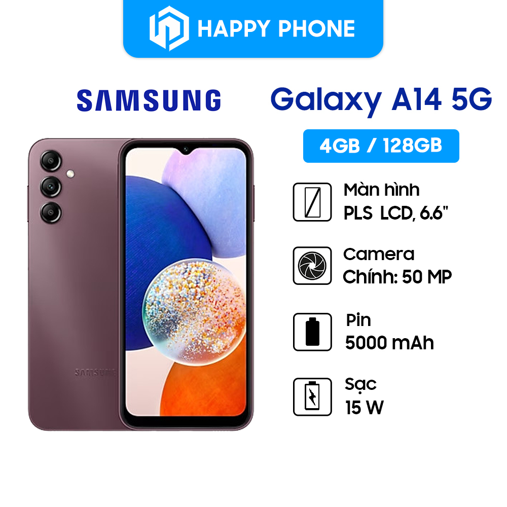 Điện thoại Samsung Galaxy A14 5G - Hàng chính hãng, Mới 100%, Bảo hành 12 tháng