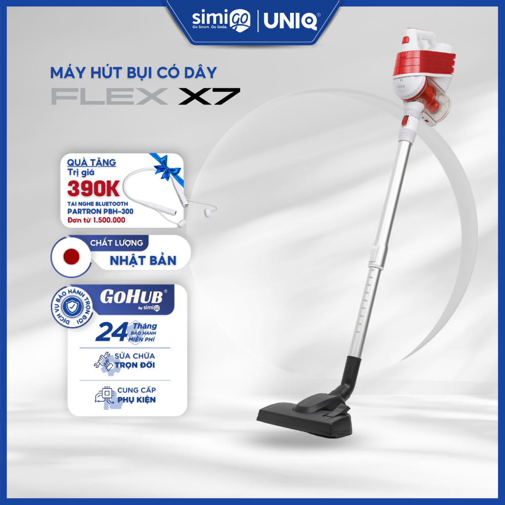 Máy hút bụi cầm tay có dây UNIQ Flex X7 đa năng gia đình mini hút giường đệm nệm sofa xe hơi lực hút mạnh