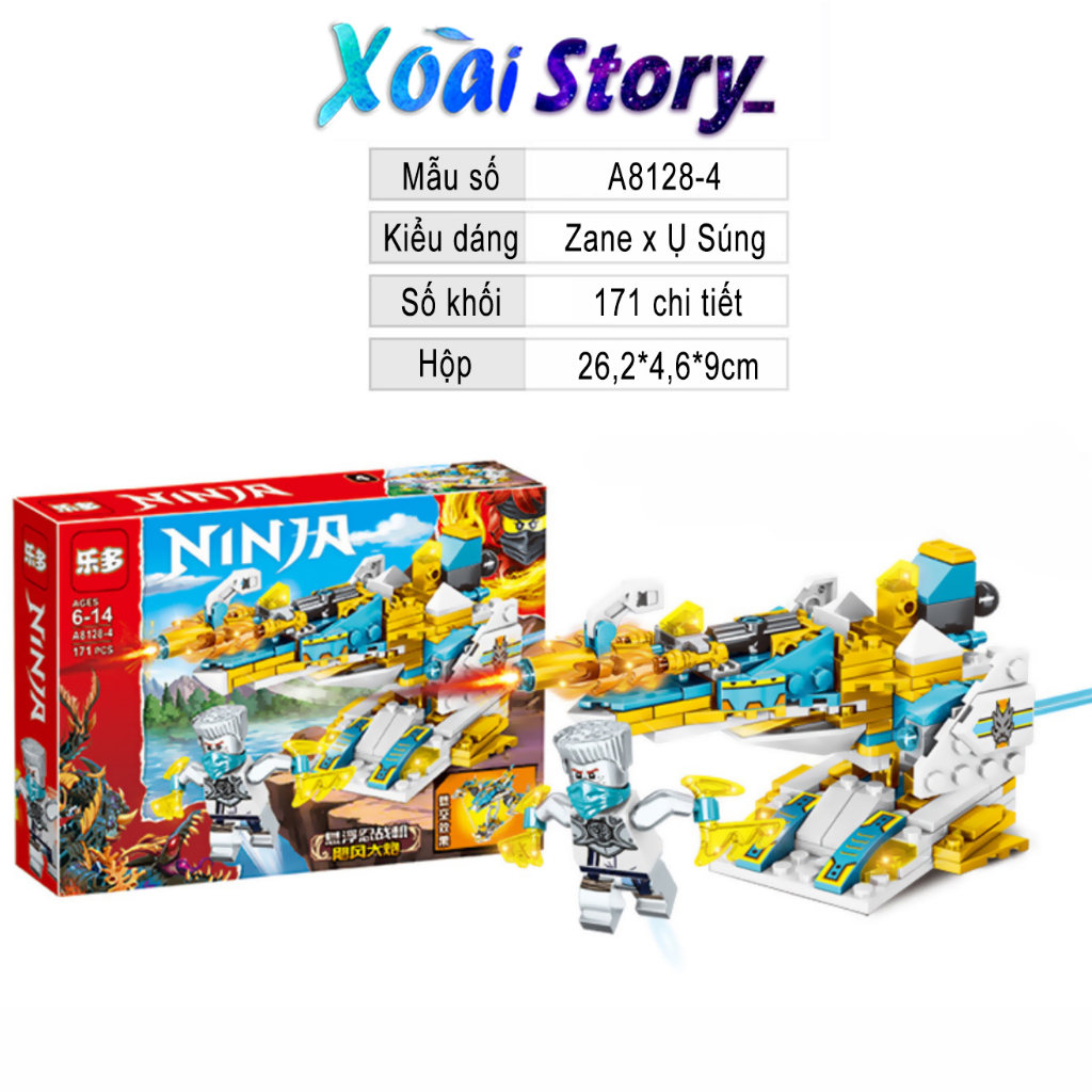 Đồ chơi lắp ráp ninja mẫu A8128 phi thuyền, robot cùng chiến binh Ninja +170 chi tiết/hộp