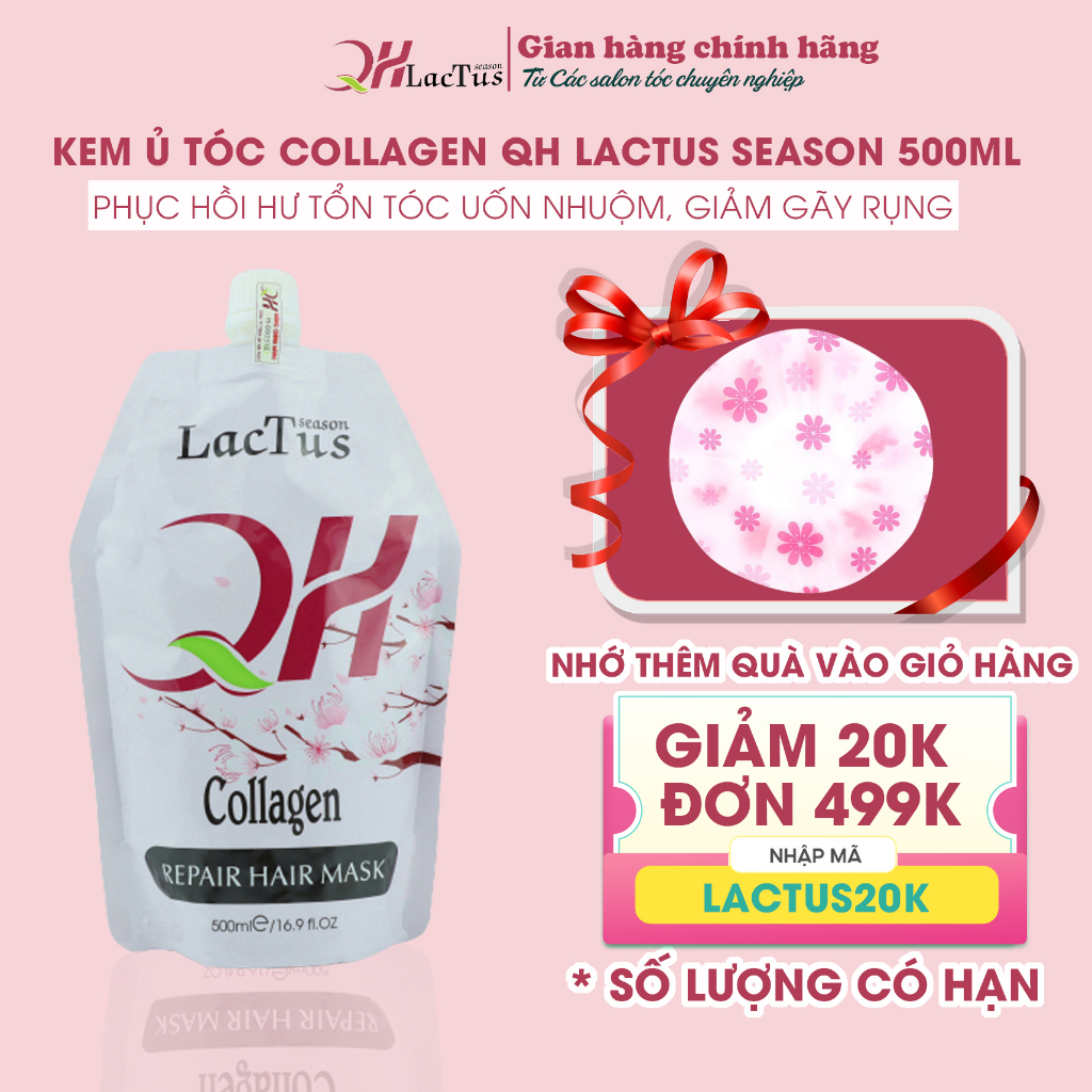 Kem ủ tóc QH Lactus season giảm gãy rụng phục hồi hư tổn chống xơ rối và tăng cường độ ẩm Hấp tóc Qh lactus season 500ml