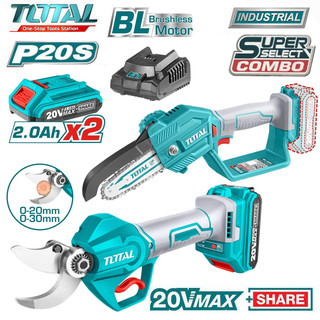 Bộ combo máy cắt cành & cưa xích dùng pin 20v total tosli23012