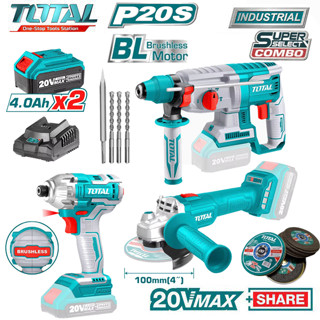Bộ combo máy khoan đục , máy siết vít , máy cắt dùng pin Total 20V TOSLI2301510