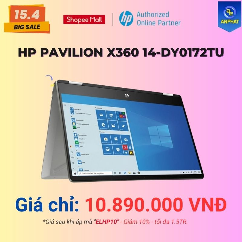 [Mã ELHP10 giảm đến 1TR5] Laptop HP Pavilion X360 14-dy0172TU (Core™ i3-1125G4 | 14 inch FHD Cảm ứng)