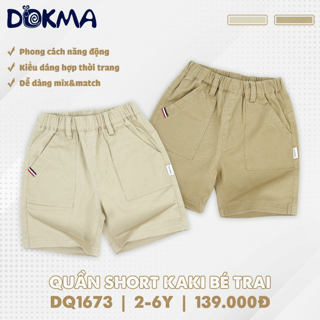 Quần Short Kaki cho bé trai Dokma size 2 tuổi - 6 tuổi
