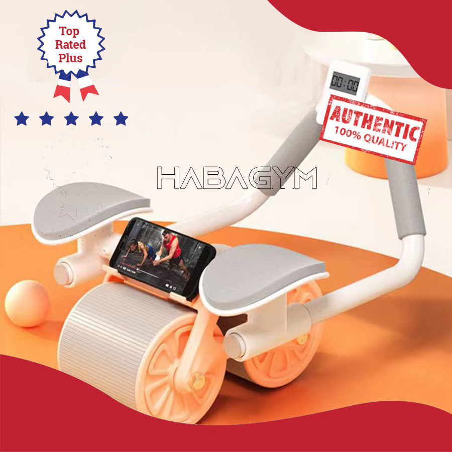 HabaGYM Máy Tập Cơ Bụng, Con Lăn Tập Bụng Bánh Xe Trợ Lực Hai Chiều Có Bộ Đếm Thời Gian Mẫu Mới Chính Hãng