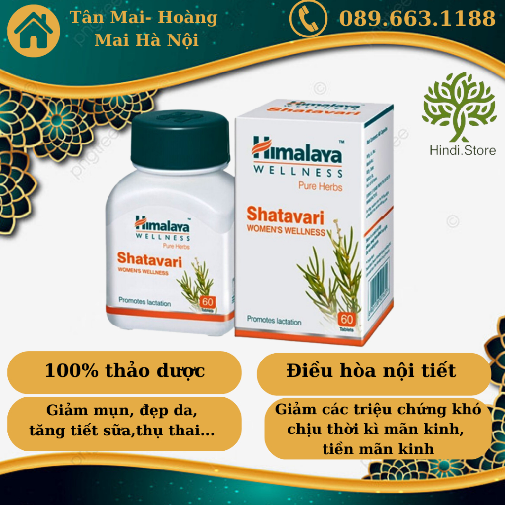 Himalaya Shatavari hỗ trợ giảm mụn, đẹp da - Hindi.Store