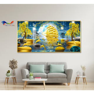 Tranh treo tường - Tranh tráng gương Thuận Buồn Xuôi Gió - Bo viền cao cấp