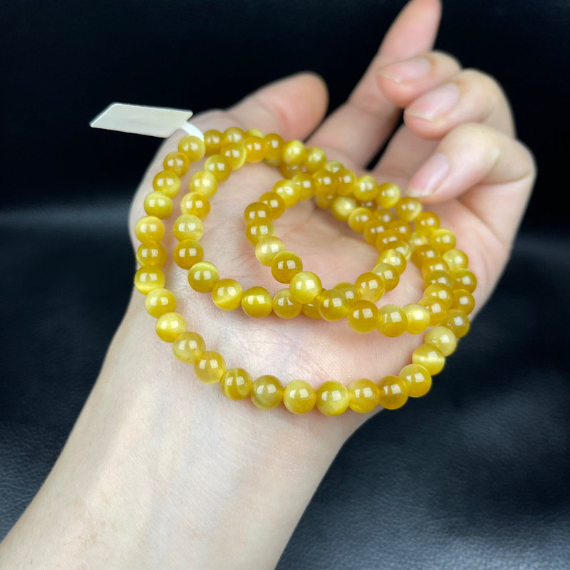 Chuỗi Mắt Hổ Vàng Tâm Vip 6,5ly cuốn tay 3 vòng ☯ Hợp mệnh thổ, kim ☯ Vòng Tay May Mắn ☯ Sức Khoẻ Tài Lộc Bình An