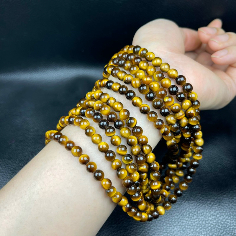 Chuỗi Mắt Hổ vàng nâu Vip 6ly cuốn tay 3 vòng ☯ Hợp mệnh thổ ☯ Vòng Tay May Mắn ☯ Sức Khoẻ Tài Lộc Bình An