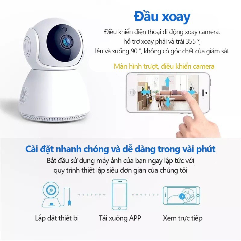 camera an ninh gia đình robot v380,cam an ninh gia đình,có màu ban đêm,góc quay rộng,đàm thoại 2 chiều,bảo hàng 3 năm