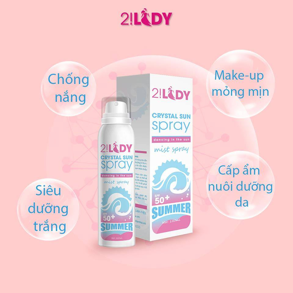 [Hàng chính hãng] - Xịt đá lạnh chống nắng 2 Lady Crystal Sun Spray 180ml [magic skin magicskin]