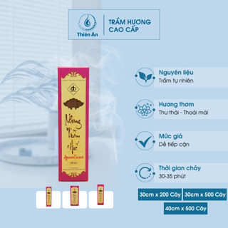 Nhang Trầm Hương Hồng Ngọc THIÊN Ân - Hộp 200/500 Cây Có Tăm - Trầm Tự Nhiên, Mùi Hương Ít Độ Nồng Của Gỗ Cháy, Thơm Dịu