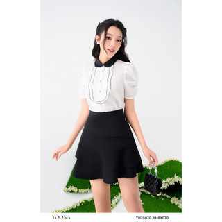 Chân váy đen trơn thiết kế xếp tầng YOONA-YH8X020